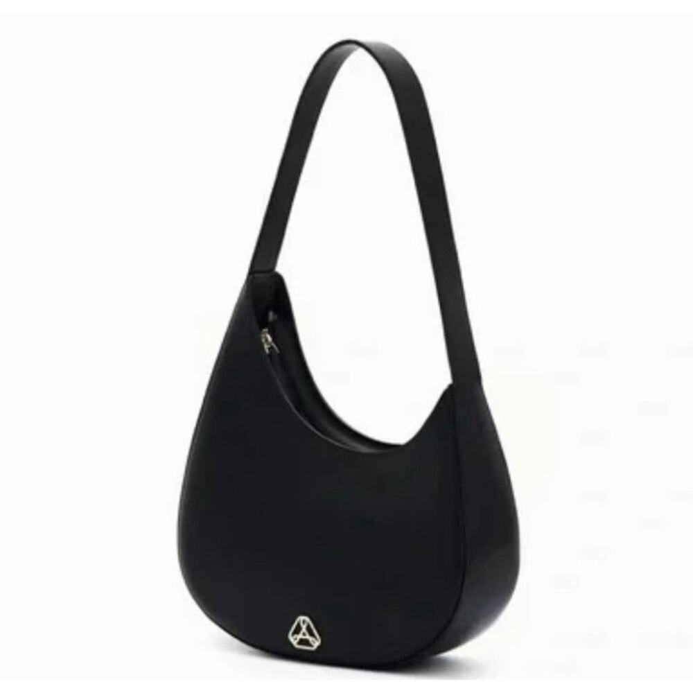 Aupen Black Ambition Logo Gold Hardware Mini Crossbody Bag